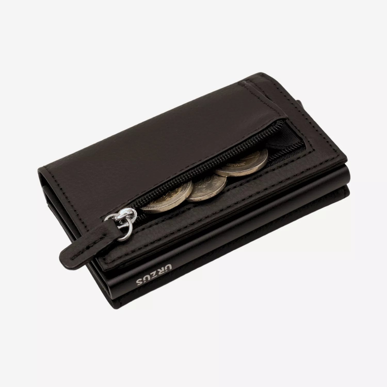 Billetera Anticlonación en cuero Black US203, vista trasera 2 — accesorio compacto y elegante de Urzus