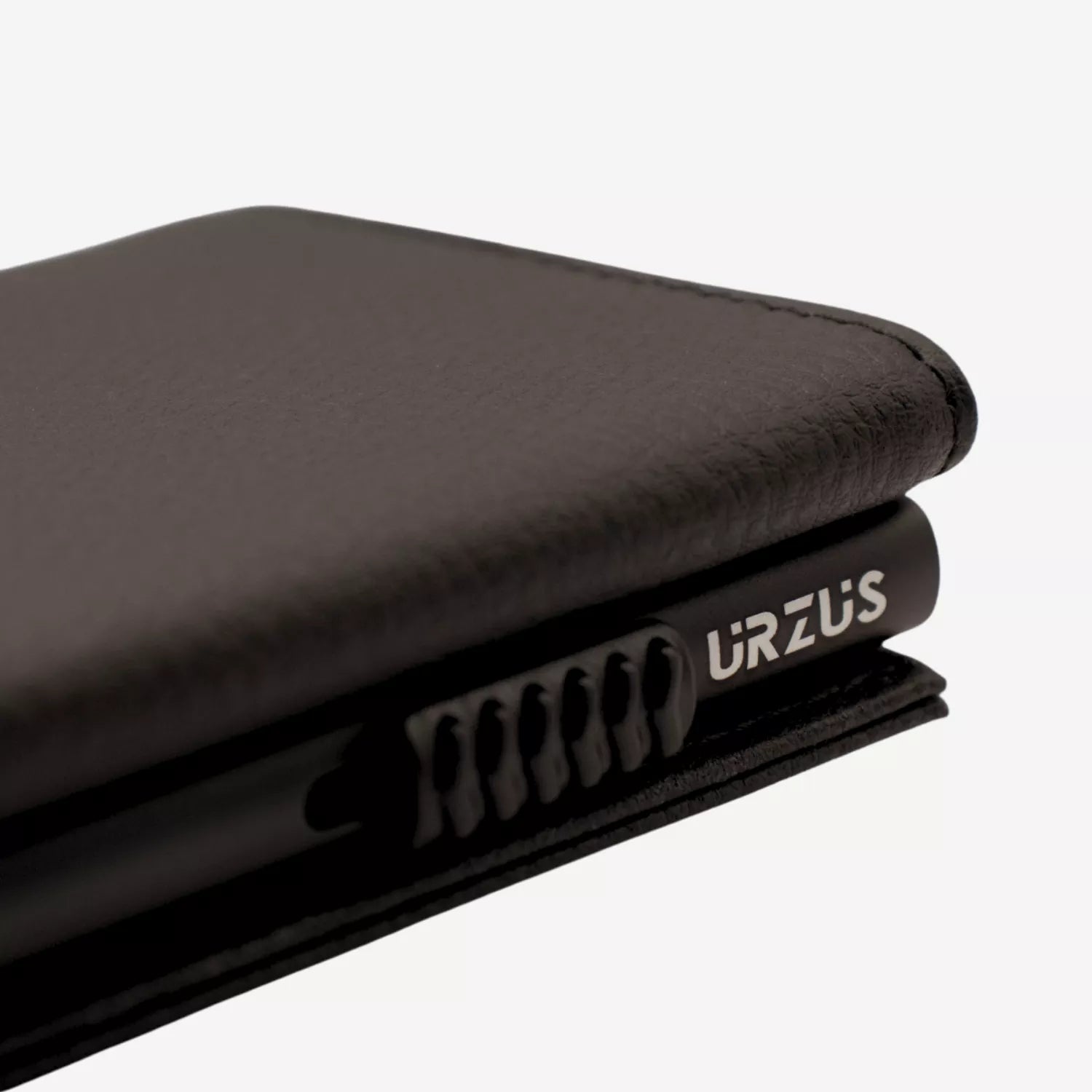 Billetera Anticlonación en cuero Black US302W Sin Monedero, vista lateral — accesorio compacto y elegante de Urzus