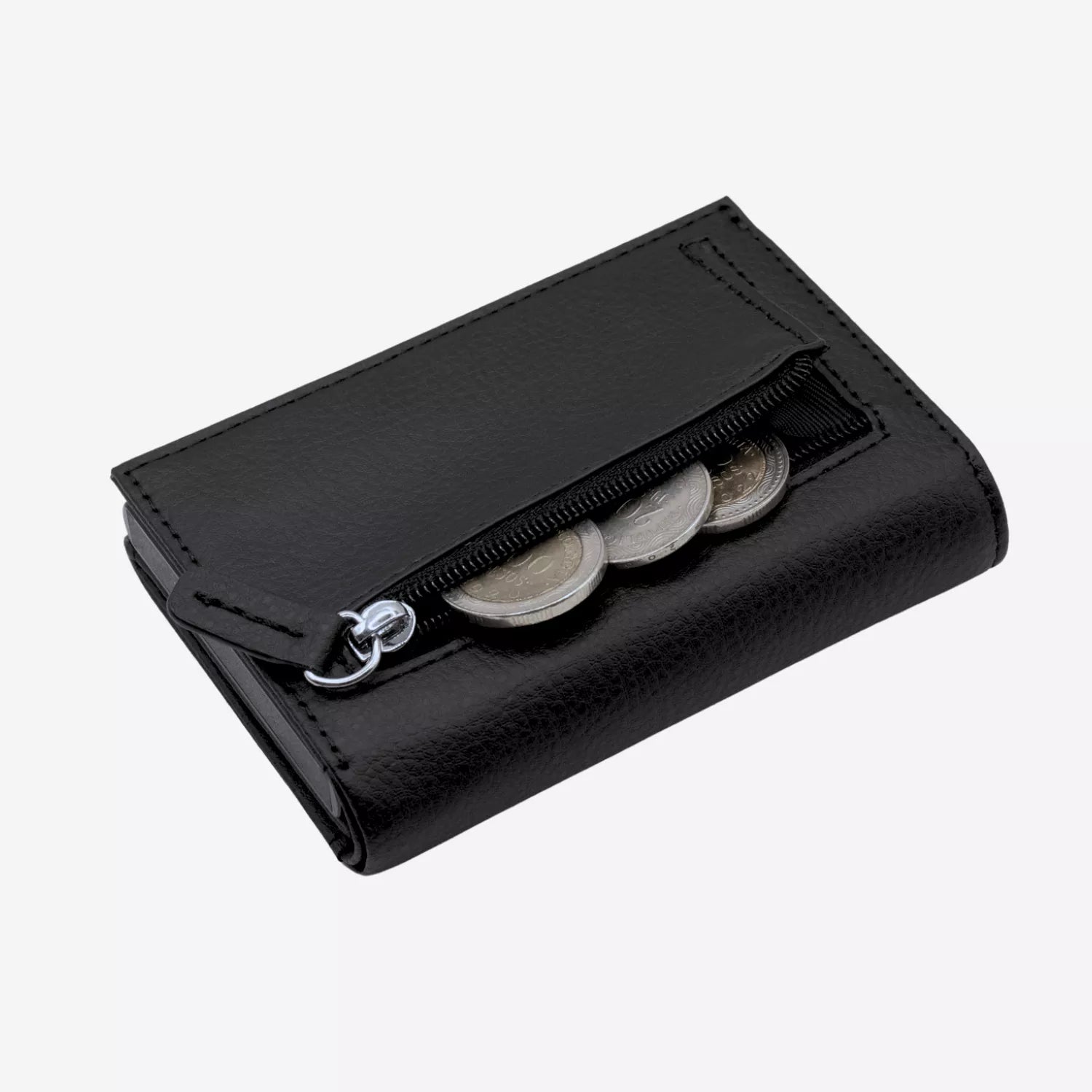 Billetera Anticlonación en cuero Black US302, vista trasera 2 — accesorio compacto y elegante de Urzus