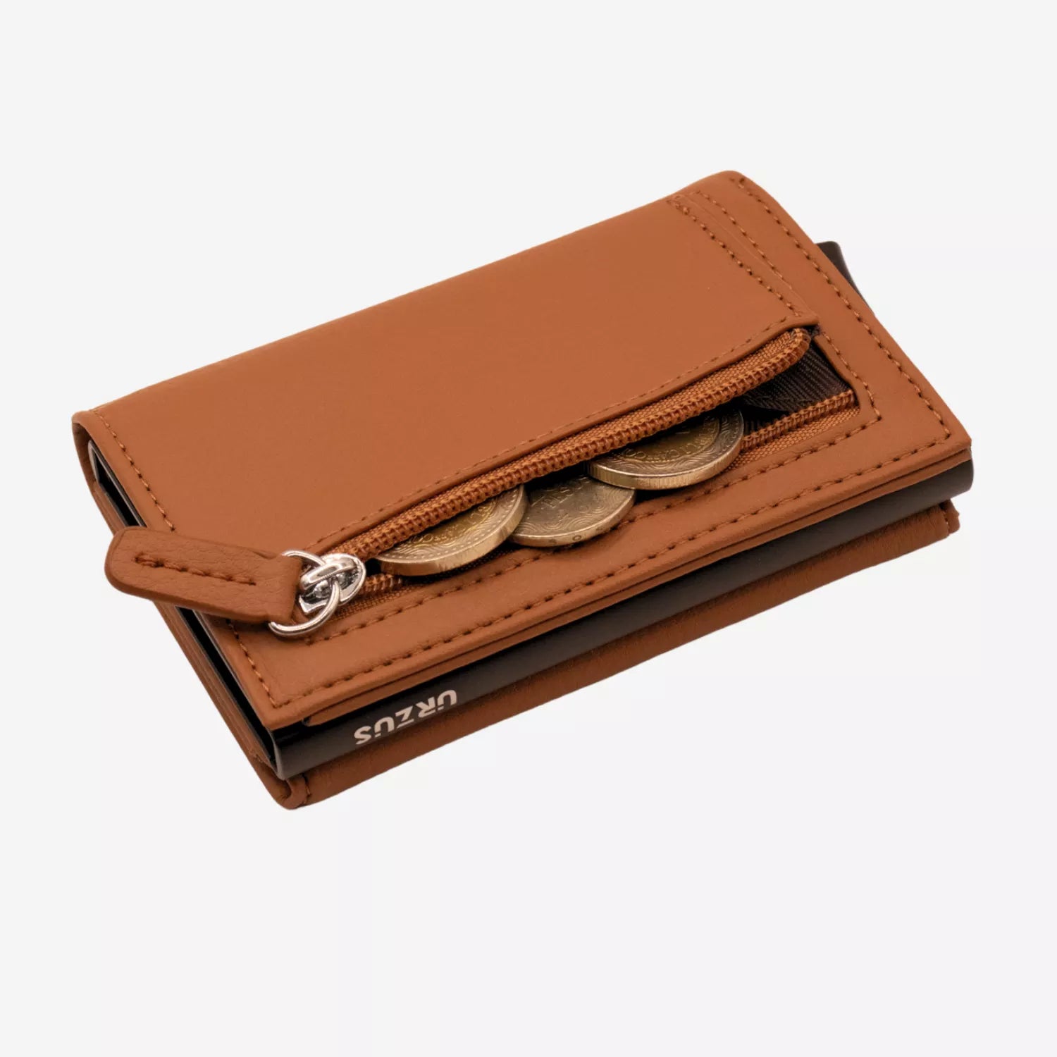 Billetera Anticlonación en cuero Brown US203, vista trasera 2 — accesorio compacto y elegante de Urzus