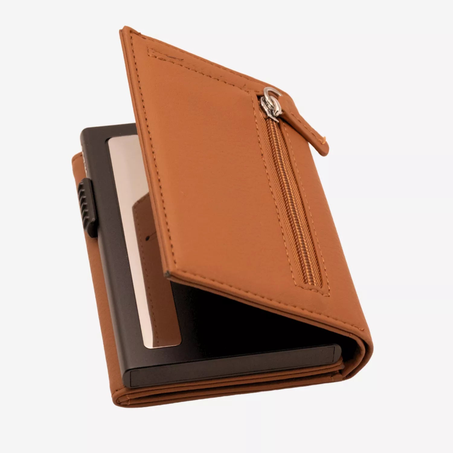Billetera Anticlonación en cuero Brown US302, vista trasera 1 — accesorio compacto y elegante de Urzus
