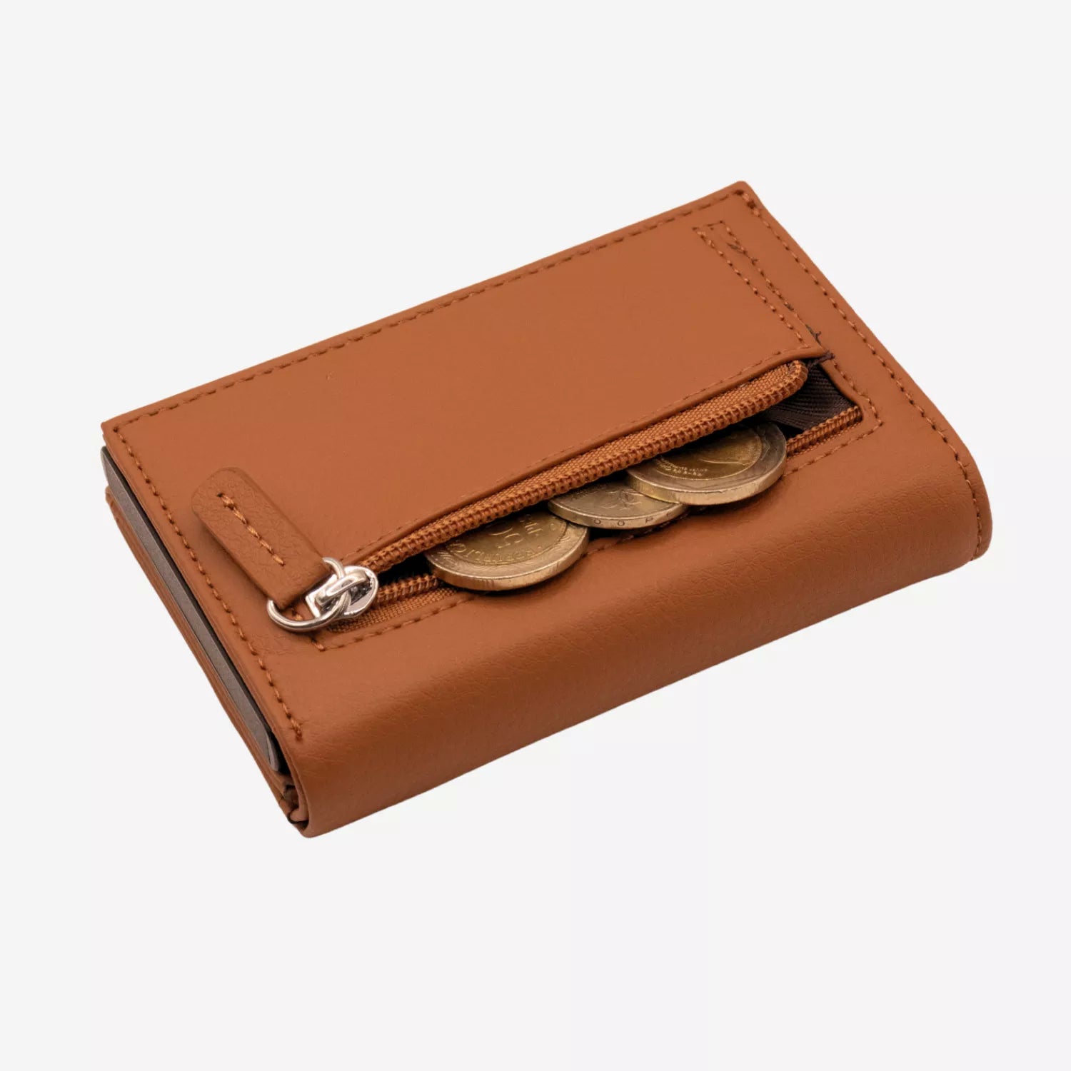 Billetera Anticlonación en cuero Brown US302, vista trasera 2 — accesorio compacto y elegante de Urzus