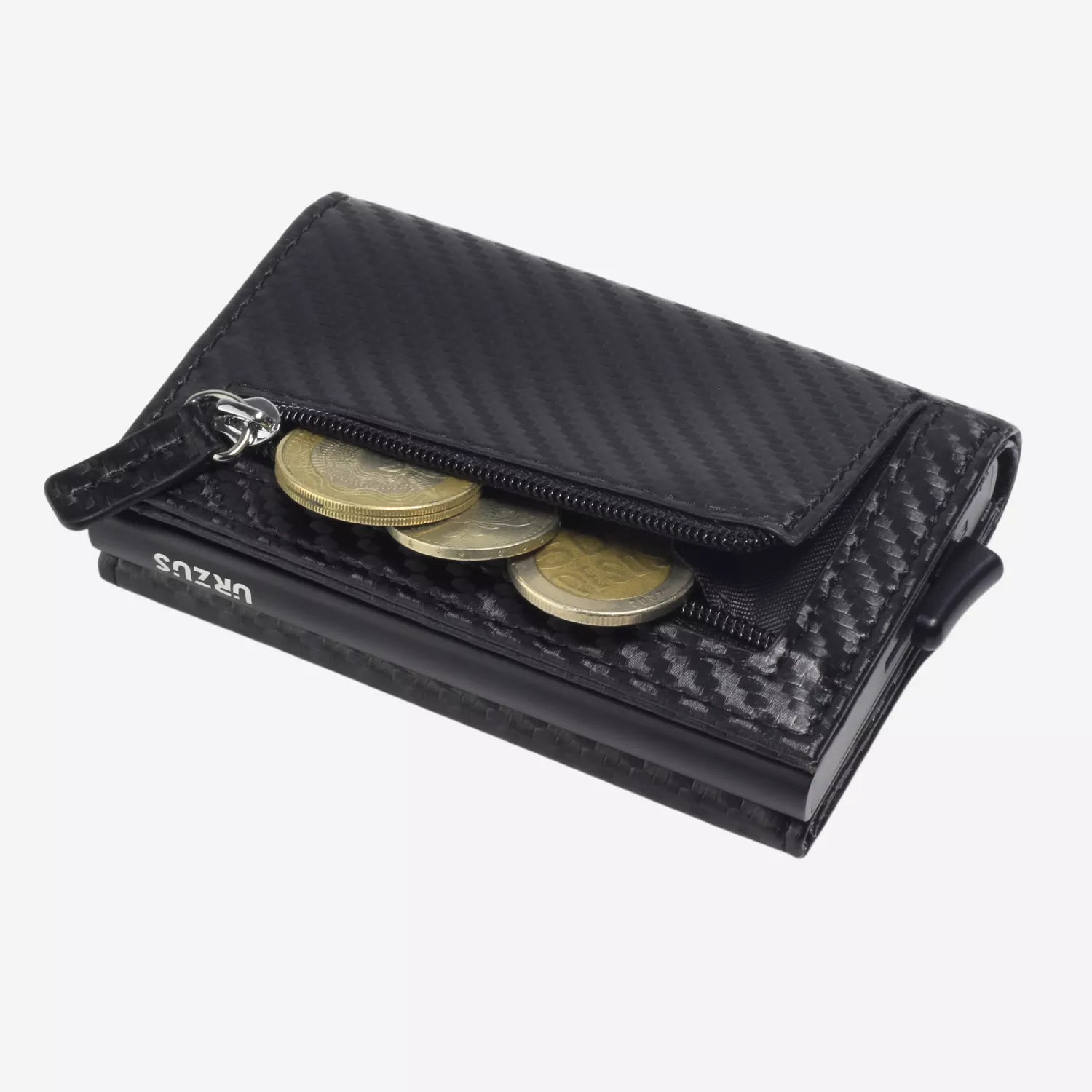 Billetera Anticlonación en cuero Carbon US203, vista trasera 2 — accesorio compacto y elegante de Urzus
