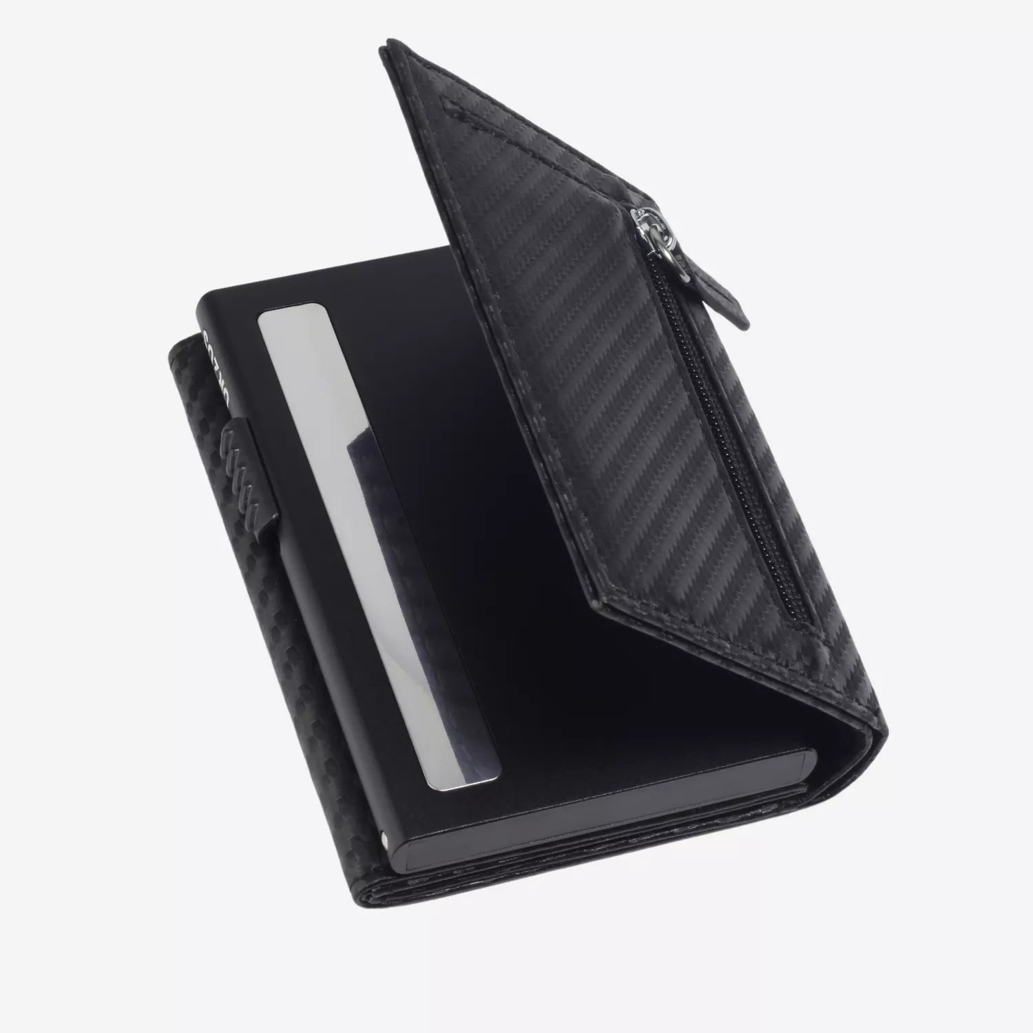 Billetera Anticlonación en cuero Carbon US302, vista trasera 1 — accesorio compacto y elegante de Urzus