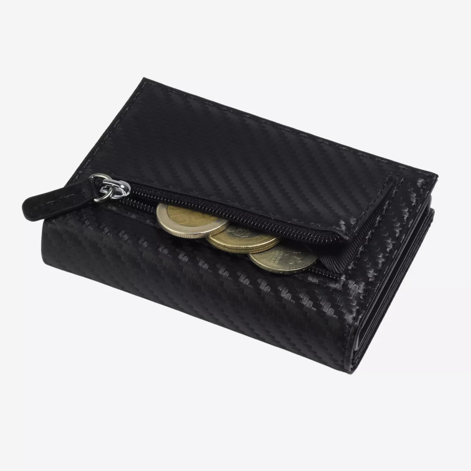 Billetera Anticlonación en cuero Carbon US302, vista trasera 2 — accesorio compacto y elegante de Urzus