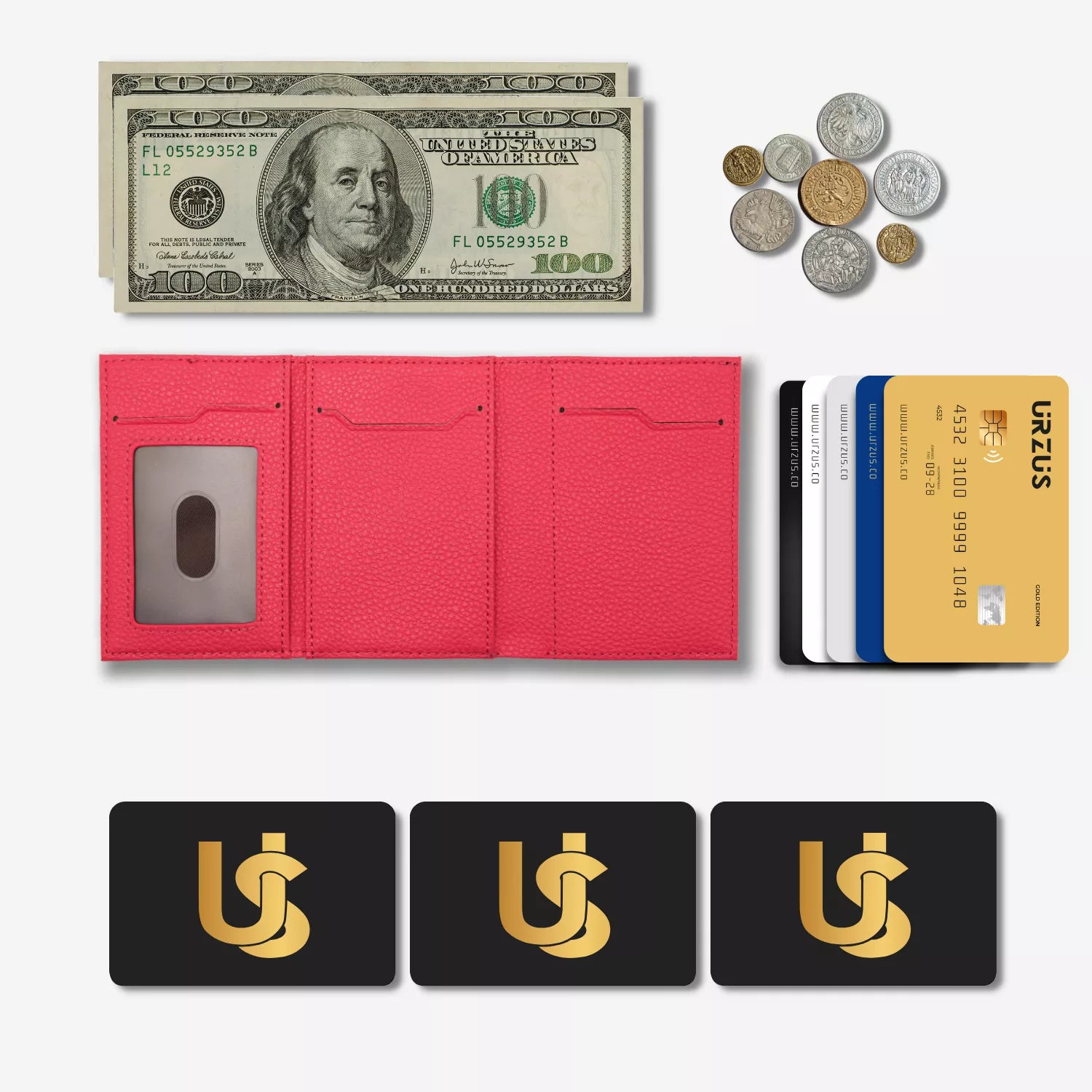 Billetera Anticlonación en cuero Fuchsia US302, vista interior 2 — accesorio compacto y elegante de Urzus