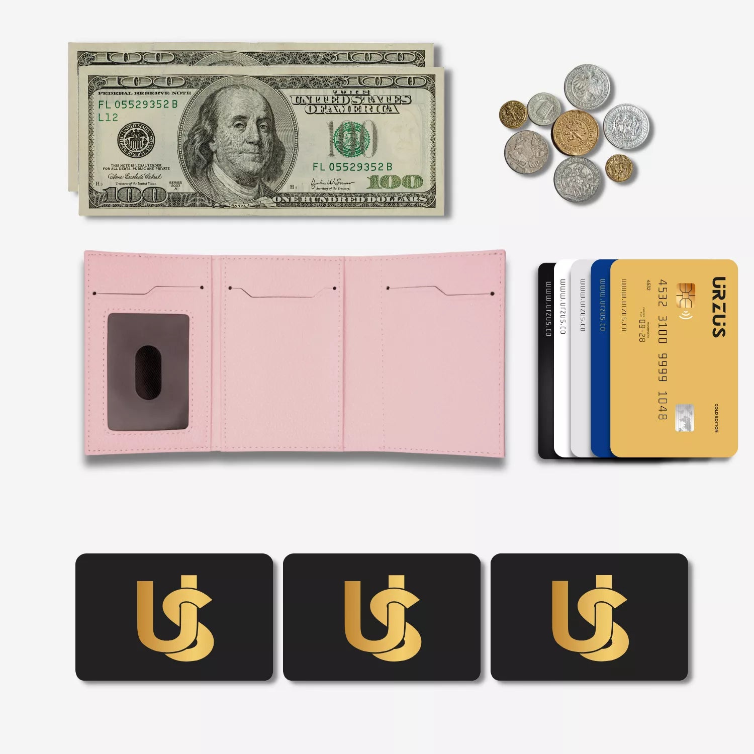 Billetera Anticlonación en cuero Pink US302, vista interior 2 — accesorio compacto y elegante de Urzus