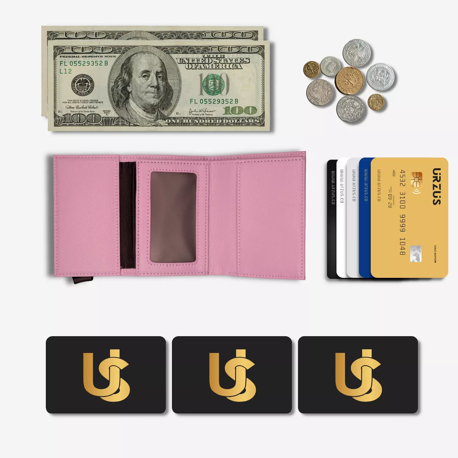 Billetera Anticlonación en cuero Purple US203, vista interior 2 — accesorio compacto y elegante de Urzus