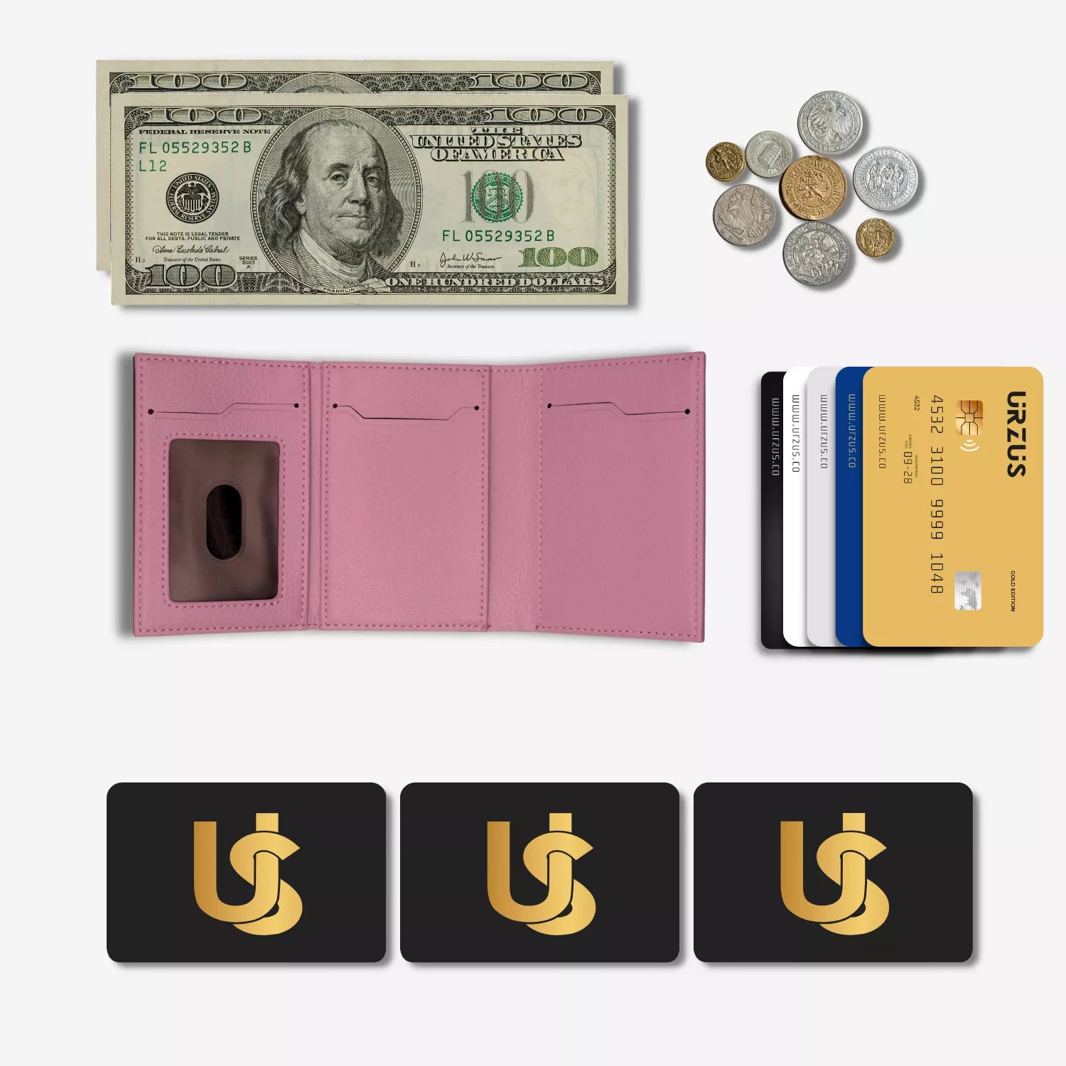 Billetera Anticlonación en cuero Purple US302, vista interior 2 — accesorio compacto y elegante de Urzus