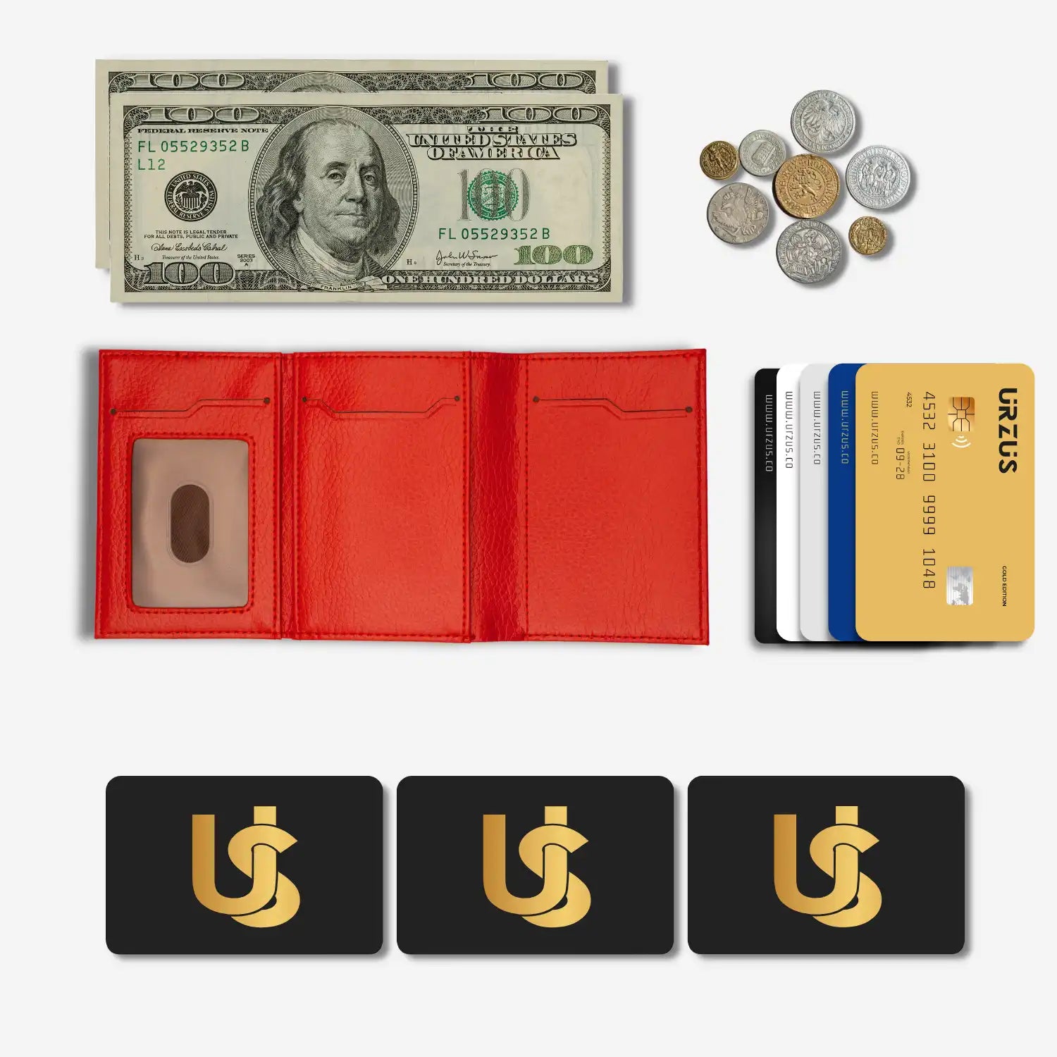 Billetera Anticlonación en cuero Red US302, vista interior 2 — accesorio compacto y elegante de Urzus