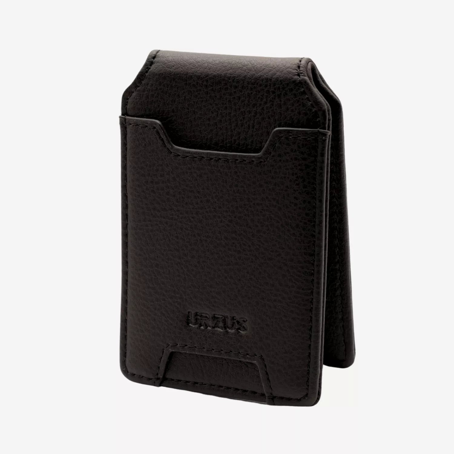 Tarjetero Magnético Anticlonación en cuero Black US100 con MagSafe, vista frontal — ideal para organizar tarjetas, de Urzus