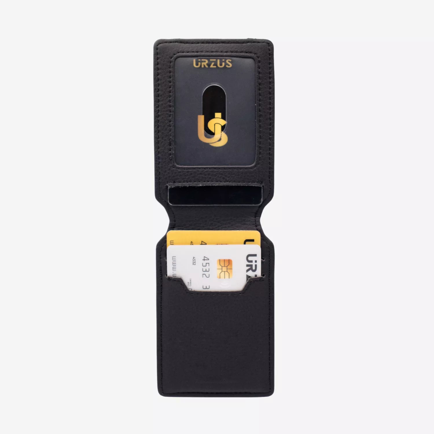 Tarjetero Magnético Anticlonación en cuero Black US100 con MagSafe, vista interior completa — ideal para organizar tarjetas, de Urzus